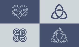 Celtic trinity knot set. Triquetra symbol. Celtic knot sign design template. Vector illustration
