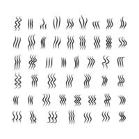 Set of hand drawn Aromas vaporize icons doodle smoke symbol Smells line icon abstract curls Cartoon violet smoke vector
