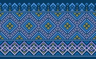 Geometric ethnic pattern, Vector embroidery ornamental background, Pixel cross stitch triangle style