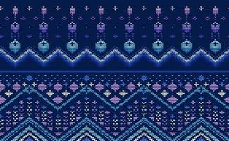 Knitted ethnic pattern, Vector cross stitch ornament background, Embroidery seamless geometry style