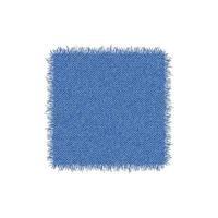 Denim square shape. Torn jean patch. Vector realistic illustration on white background