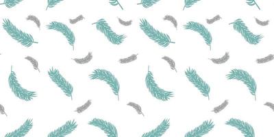 Seamless pattern background with winter christmas holly, spruce branches. Floral botanical elements. Hand drawn line vector illustration