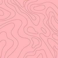 líneas de onda abstractas sobre fondo rosa. líneas de ondas rojas de diseño topográfico. ilustración de contorno vectorial. vector