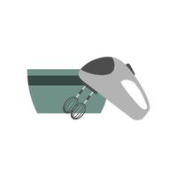 flat illustration of hand mixer and a bowl. pastry vector graphic template.