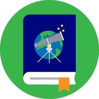 icono plano del libro de astronomía vector