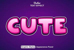 cute text effect with graphic style and editable. vector