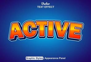 active text effect with graphic style and editable. vector