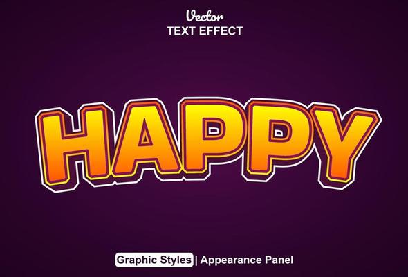 happy text effect with graphic style and editable.