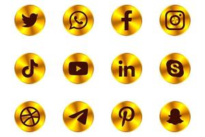 lujosa colección realista de tipos de iconos de logotipos de redes sociales vector