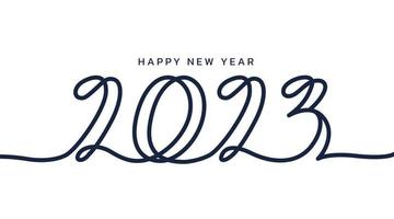 2023 Lettering Line. Happy New Year Continous Style vector