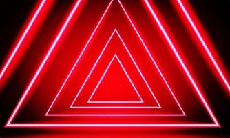 red triangle abstract neon effect. digital technology tunnel, Futuristic technology abstract background. 3D rendering vector