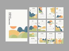 Modern Minimal 2023 New Year Calendar Template Landscape Design vector