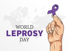 World Leprosy Day Vector Illustration Symbol. Healthcare Leprosy Design. Awareness Concept with Purple Ribbon