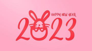 2023 Typography Text Logo with a rabbit Concept Happy New Year 2 vector