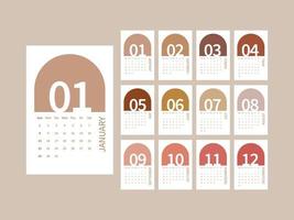 Simple 2023 New Year Calendar Template Pastel color vector