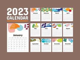 New Year 2023 Calendar Planner Template. Abstract Geometry Template vector