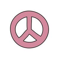 Peace symbol. Vector illustration of isolated sign of peace. Pacifistic concept. Retro doodle design on white background