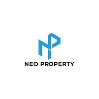 Abstract initial letter NP or PN logo in blue color isolated in white background applied for property company logo also suitable for the brands or companies have initial name PN or NP. vector