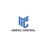 logotipo de letra inicial abstracta mc o cm en color azul aislado en fondo blanco solicitado para el logotipo del proveedor de servicios de documentos también adecuado para las marcas o empresas que tienen el nombre inicial cm o mc. vector