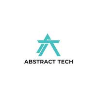 Abstract initial letter AT or TA logo in blue color isolated in white background applied for technology consulting services logo also suitable for the brands or companies have initial name TA or AT. vector