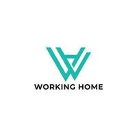 Abstract initial letter WH or HW logo in blue color isolated in white background applied for recruitment agency logo also suitable for the brands or companies have initial name HW or WH. vector