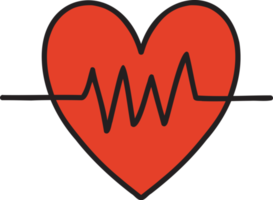Hand Drawn heart and pulse illustration png