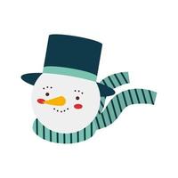 Snowman with hat and scarf. vector