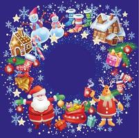 Round frame from Christmas objects vector