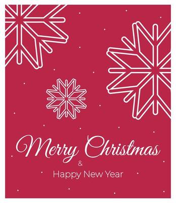 Merry Christmas and Happy New Year greeting card. Viva magenta color background. Holiday text design. Vector illustration, poster.
