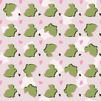 Vector seamless pattern with rabbits and hearts.