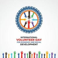 International Volunteer Day for Economic and Social Development. World Volunteer Day concept. Template for background, banner, card, poster. Vector illustration.