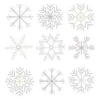 Set of nine snowflakes, cute and simple. vector