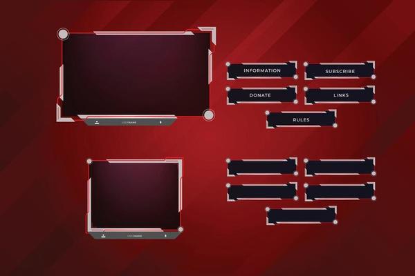 Set of twitch panels with abstract  shapes template