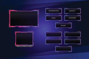 Set of modern twitch gaming panels for ui design template vector