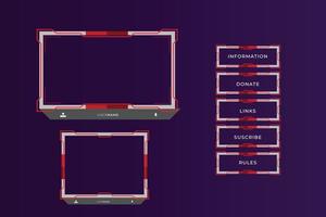 Set of modern twitch gaming panels for ui design template vector