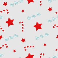 Seamless pattern with red christmas stars, caramel cane on grey background. vector