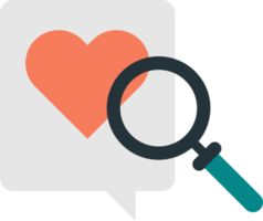 heart and magnifying glass illustration in minimal style png