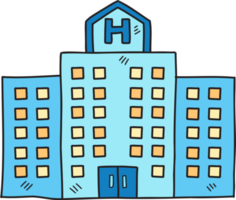 ilustração de construção de hospital desenhada à mão png