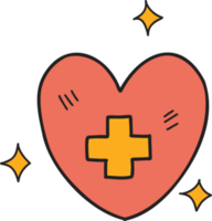 corazón dibujado a mano e ilustración de signo más png