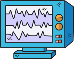 Hand Drawn Computer Monitor and Pulse illustration png