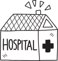 Hand Drawn hospital building illustration png