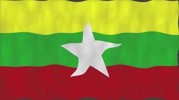 Flagge der myanmarischen Nation. nahtlose Looping-Wellenanimation. video