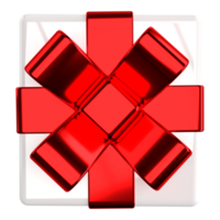 3d gift box icon. Christmas holiday white red gift wrap. png