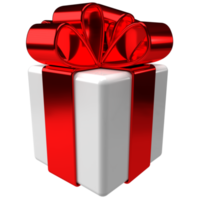 3d gift box icon. Christmas holiday white red gift wrap. png