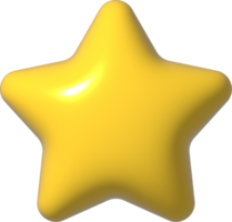 3D yellow star sparkle icon. Holiday element sparkles symbols. Magic shiny flash, bright firework. Realistic glossy plastic 3d render design illustration for social media or decoration. png