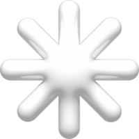 icône de flocons de neige blancs 3d. Élément météo neige 3d isolé sur fond blanc. illustration de conception de rendu 3d en plastique brillant réaliste pour les prévisions, les médias sociaux ou la décoration de noël. png