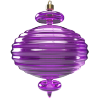 3d blown purple glass Christmas tree toy. Christmas and Happy New Year realistic design element. png