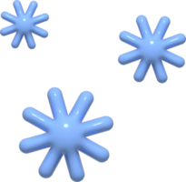 3D white snowflakes icon. 3d snow weather element isolated on white background. Realistic glossy plastic 3d render design illustration for forecast, social media or Christmas decoration. png