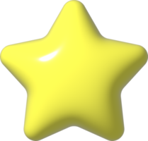 3D yellow star sparkle icon. Holiday element sparkles symbols. Magic shiny flash, bright firework. Realistic glossy plastic 3d render design illustration for social media or decoration. png