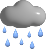 gris nube 3d. elemento de clima de lluvia 3d png